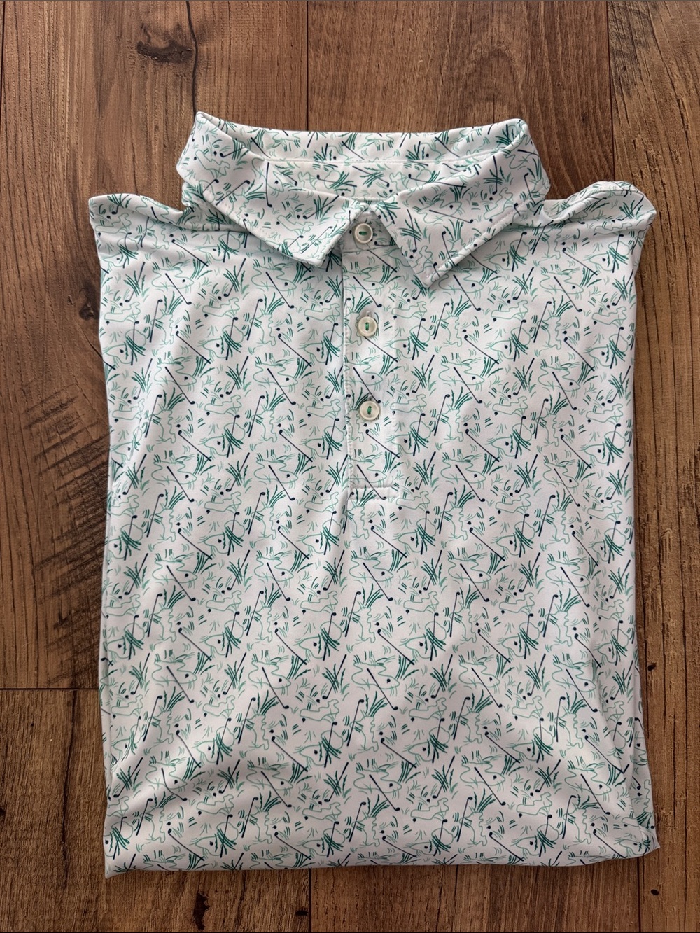 Vineyard Vines Men's OTG Sankaty White Golf Print Performance Polo Shirt